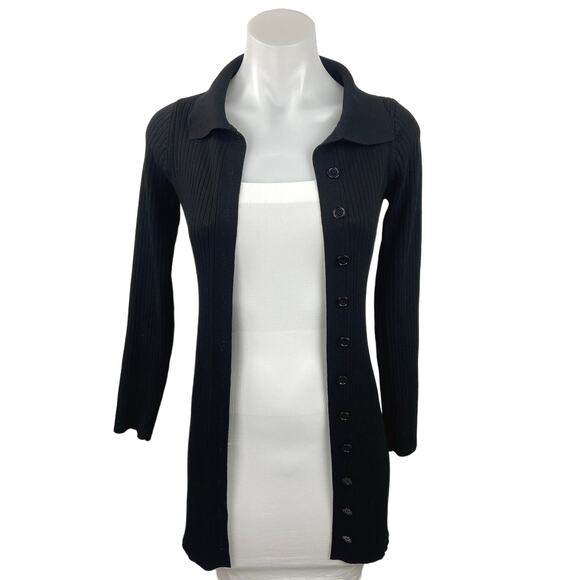 Fashion Nova Women's Black Long Sleeve Button Ribbed Sweater Cardigan Jacket S - Picture 1 of 4